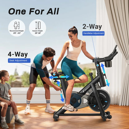Stationary Exercise Bike – Quiet Indoor Cycling Bike with Brake Pad Resistance, App Connectivity, and 300lb Capacity