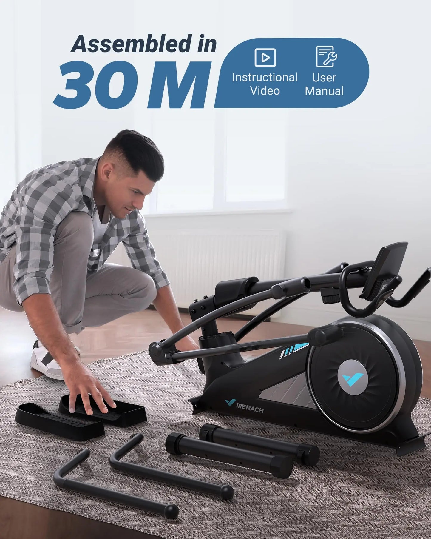 Elliptical Machine – Hyper-Quiet Magnetic Drive with 16 Resistance Levels and App Integration for Home Workouts