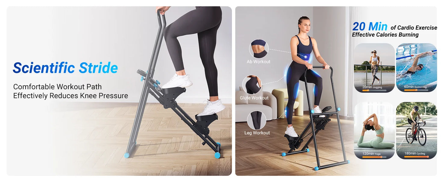 Vertical Stair Stepper Machine – Compact Folding Climber with Adjustable Handlebars for Full-Body Cardio and Strength Training