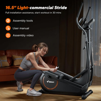 Elliptical Exercise Machine – 18.5" Stride, Quiet Magnetic Drive, 8 Resistance Levels