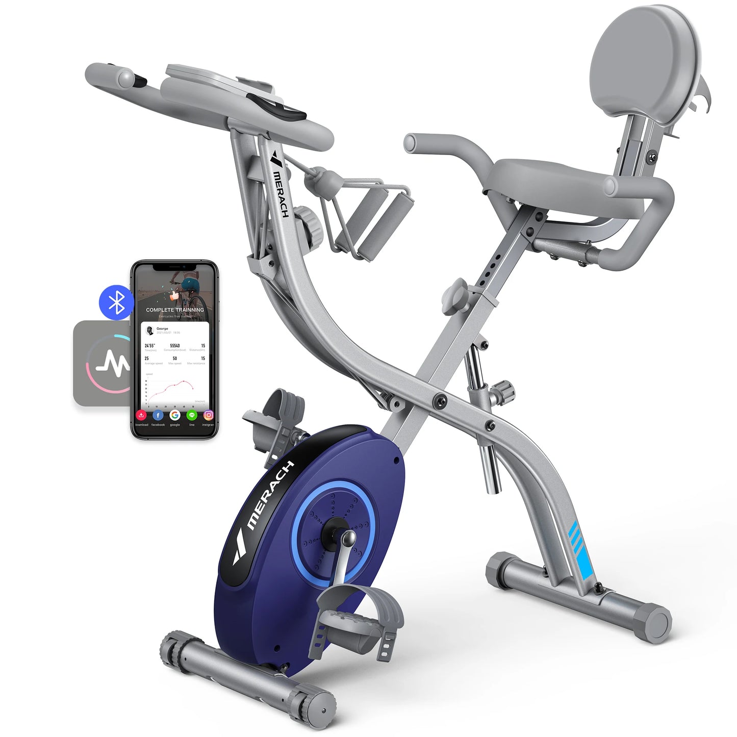 4-in-1 Foldable Exercise Bike – Upright & Recumbent Modes with 16 Resistance Levels, LCD Monitor, and Pulse Sensors