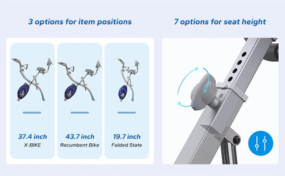 4-in-1 Foldable Exercise Bike – Upright & Recumbent Modes with 16 Resistance Levels, LCD Monitor, and Pulse Sensors