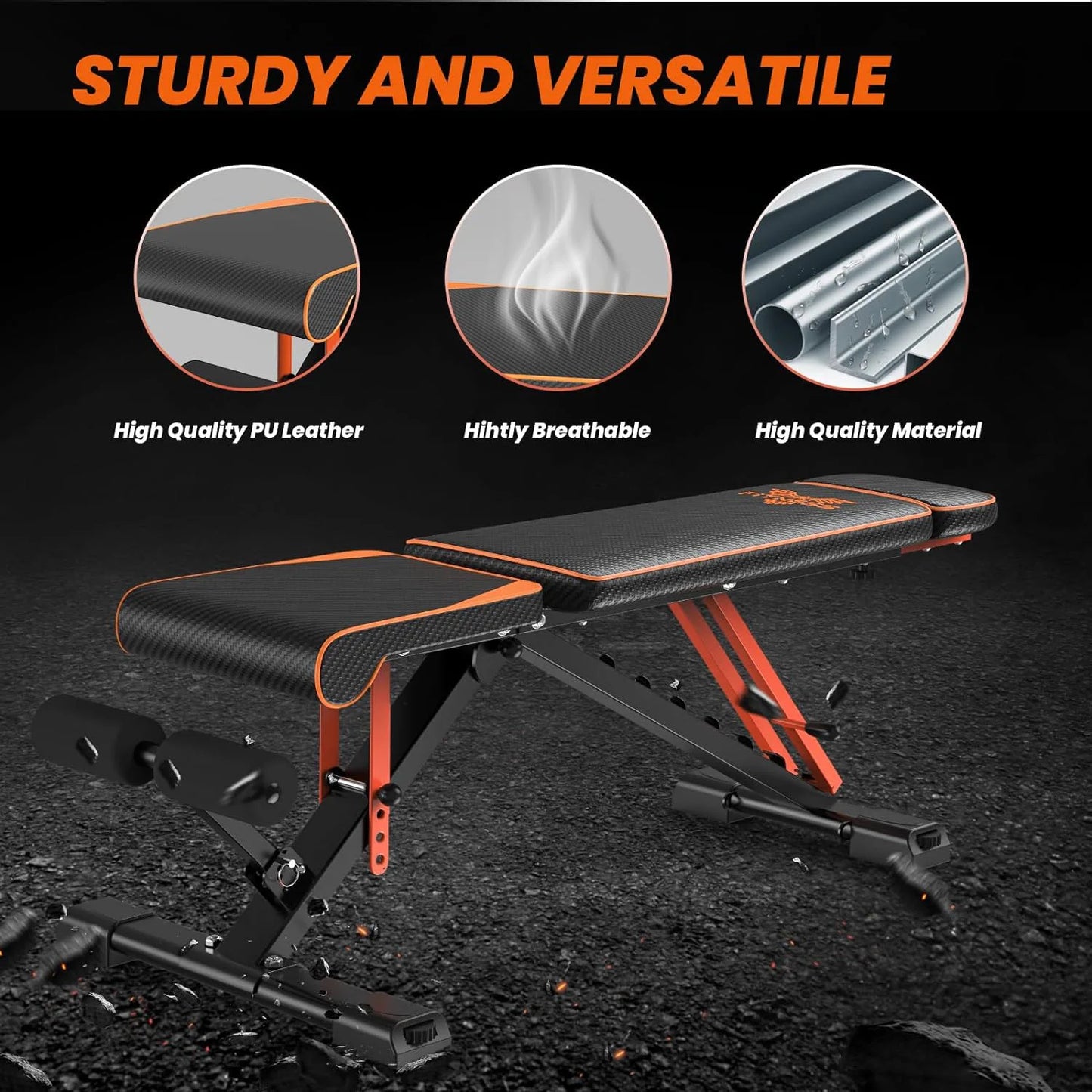 Adjustable Workout Weight Bench – Full Body Exercise Bench with Resistance Bands for Home Gym Strength Training