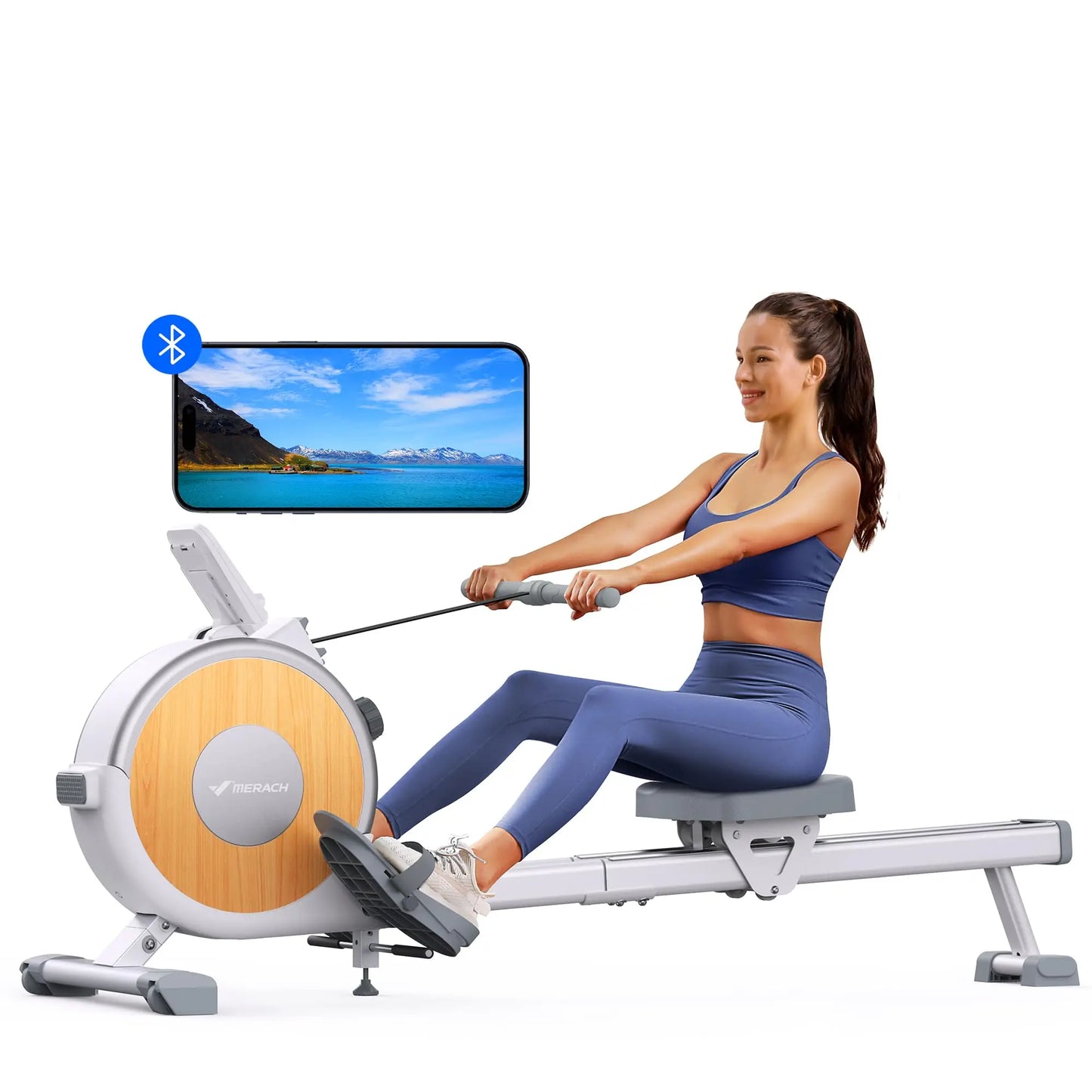 Magnetic Rowing Machine – 16-Level Quiet Resistance with Dual Slide Rail, App Integration, and 350lb Capacity