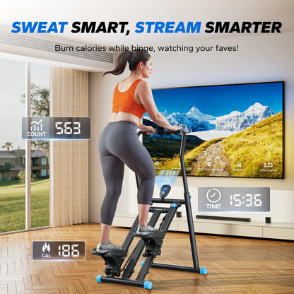 Stair Stepper Machine – Compact Folding Vertical Climber with Extended Step Range, Adjustable Resistance, and LCD Display