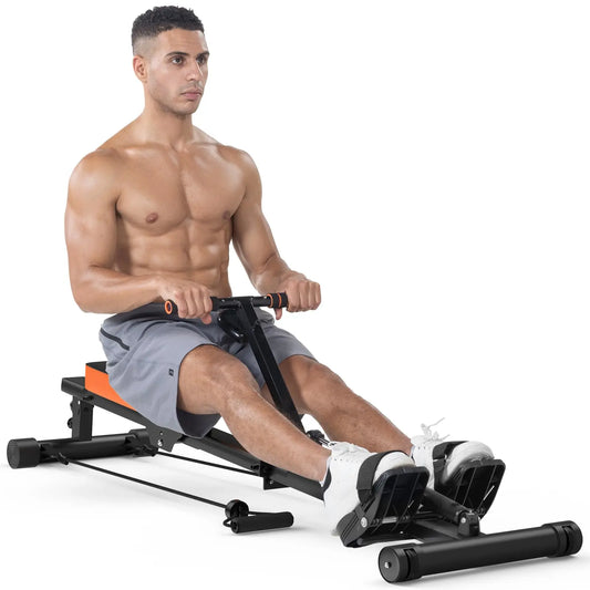 Foldable Rowing Machine for Home – 12-Level Hydraulic Resistance, Compact Full-Body Cardio Workout Rower