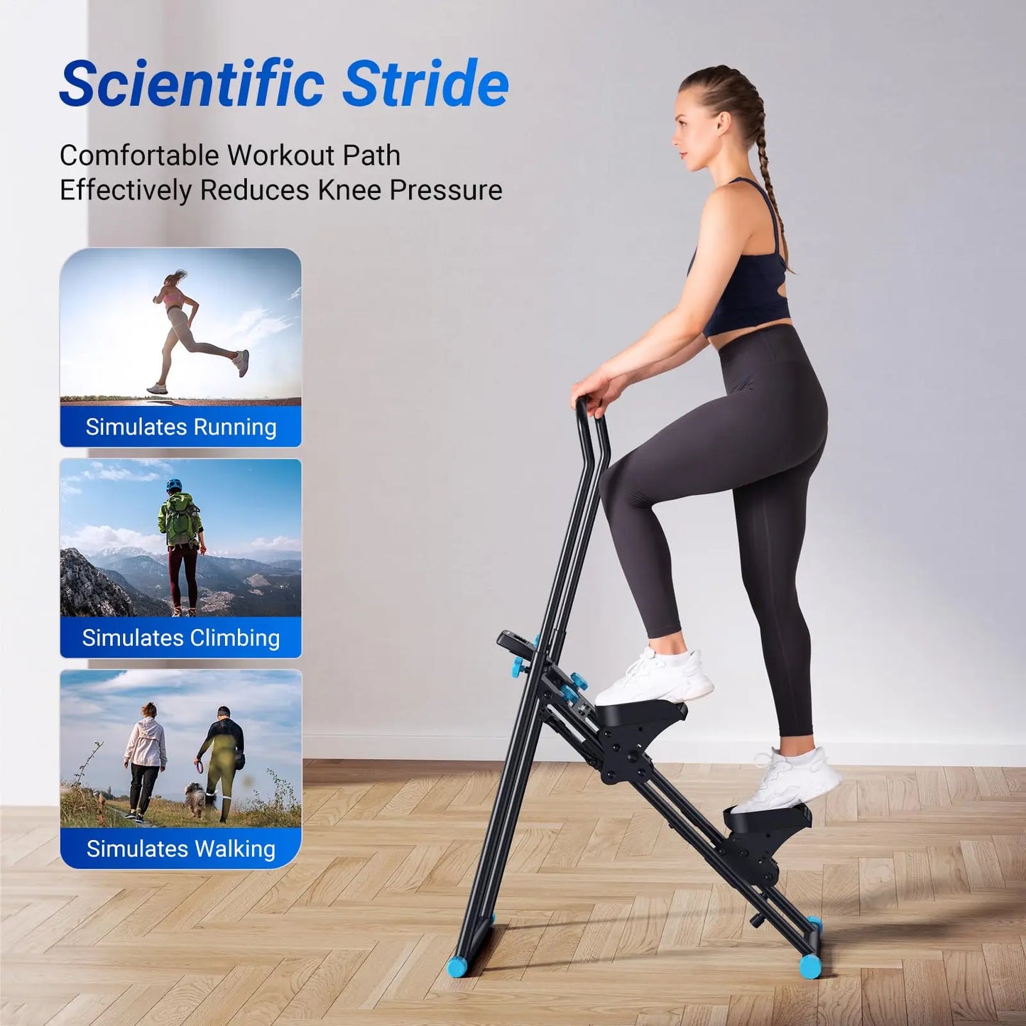 Vertical Stair Stepper Machine – Compact Folding Climber with Adjustable Handlebars for Full-Body Cardio and Strength Training