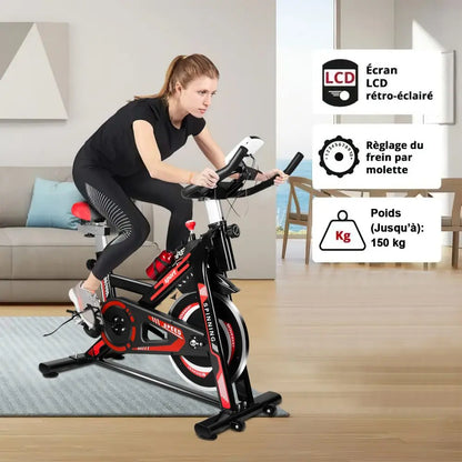 Stationary Exercise Bike – Adjustable Resistance Ergometer with LCD Display, Pulse Sensors, and 150kg Capacity