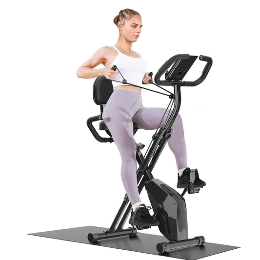 Foldable Exercise Bike – 8-Level Magnetic Resistance with Heart Rate Sensors & LCD Display