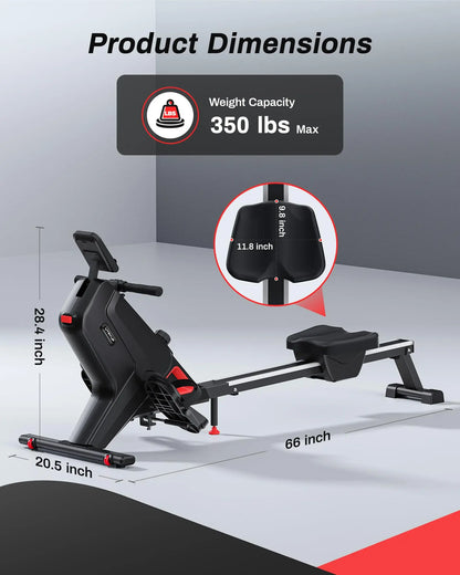 Magnetic Rowing Machine – UTRYUP R05/R10 with 16 Resistance Levels, Bluetooth App, and Quiet Foldable Design