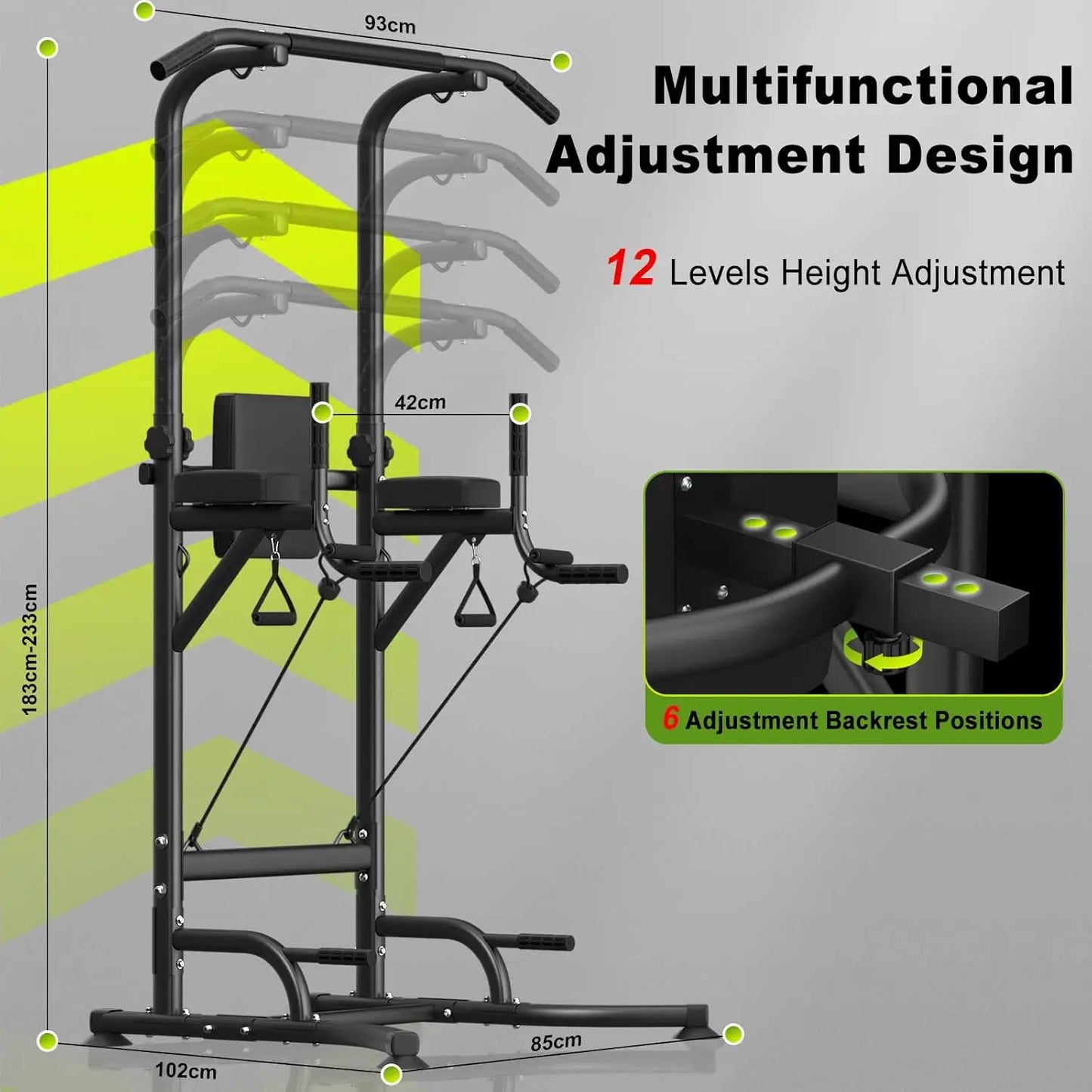 Power Tower Dip Station – Multi-Function Pull Up Bar, Push Up & Ab Workout Station for Home Strength Training