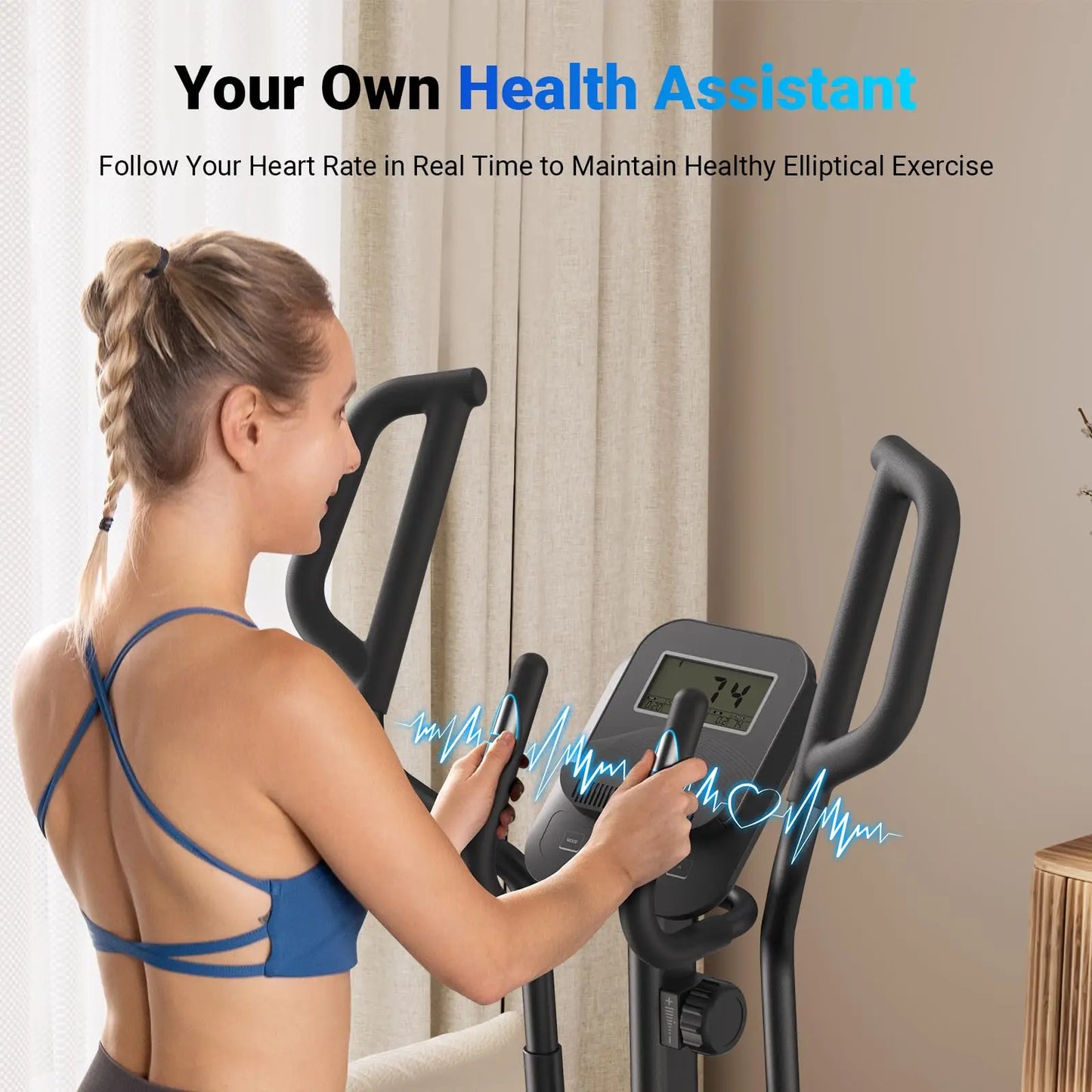 Elliptical Exercise Machine – 18.5" Stride, Quiet Magnetic Drive, 8 Resistance Levels