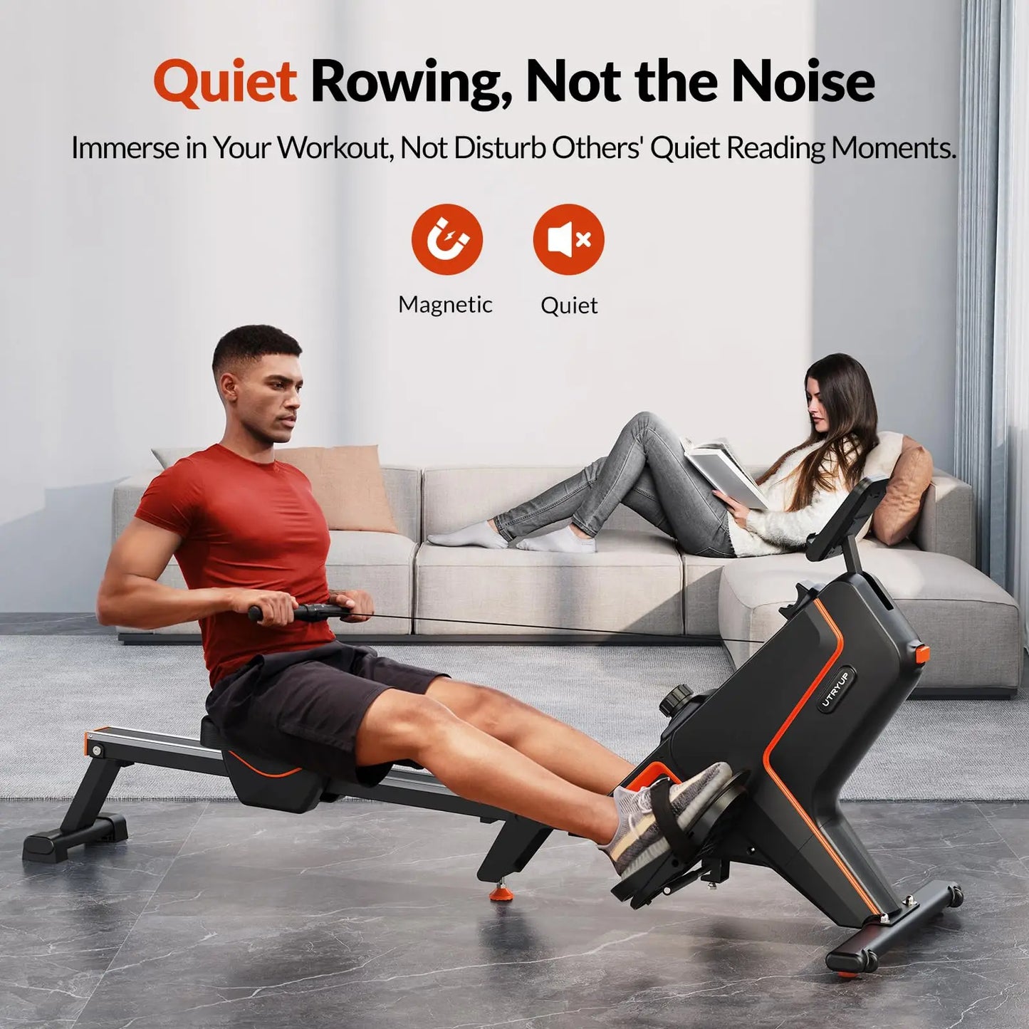 Magnetic Rowing Machine – UTRYUP R05/R10 with 16 Resistance Levels, Bluetooth App, and Quiet Foldable Design