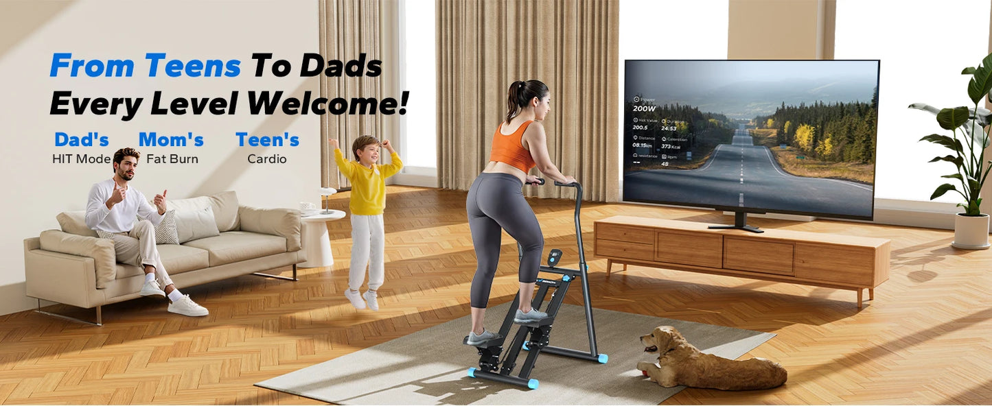 Stair Stepper Machine – Compact Folding Vertical Climber with Extended Step Range, Adjustable Resistance, and LCD Display