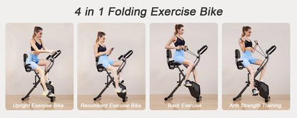 Foldable Exercise Bike – 8-Level Magnetic Resistance with Heart Rate Sensors & LCD Display