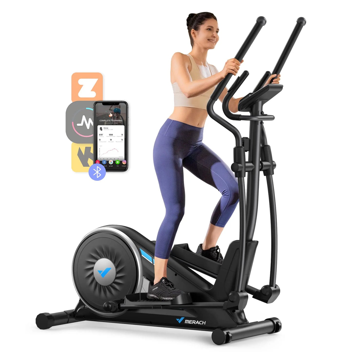 Elliptical Machine – Hyper-Quiet Magnetic Drive with 16 Resistance Levels and App Integration for Home Workouts