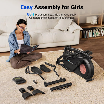 Elliptical Exercise Machine – 18.5" Stride, Quiet Magnetic Drive, 8 Resistance Levels