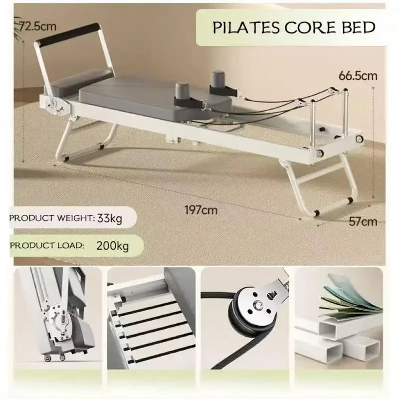 Pilates Core Bed – Stainless Steel Folding Exercise Bed for Home Yoga, Stretching, and Core Training