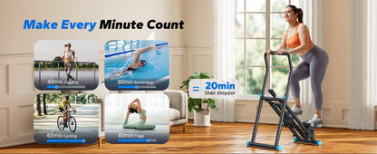 Stair Stepper Machine – Compact Folding Vertical Climber with Extended Step Range, Adjustable Resistance, and LCD Display