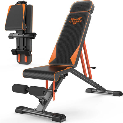 Adjustable Workout Weight Bench – Full Body Exercise Bench with Resistance Bands for Home Gym Strength Training