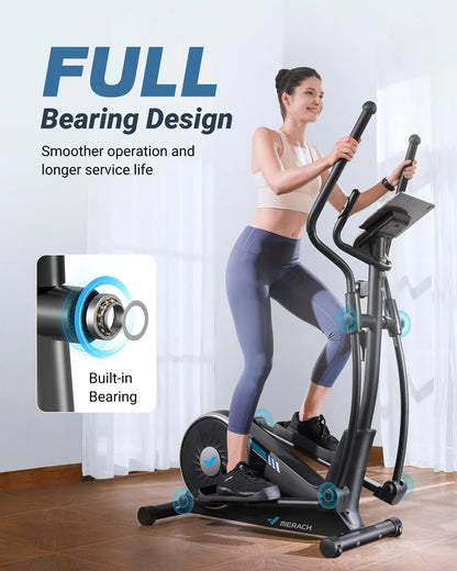 Elliptical Machine – Hyper-Quiet Magnetic Drive with 16 Resistance Levels and App Integration for Home Workouts