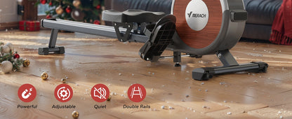 Magnetic Rowing Machine – 16-Level Quiet Resistance with Dual Slide Rail, App Integration, and 350lb Capacity