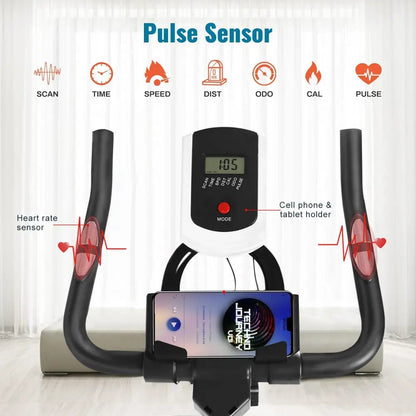 Stationary Exercise Bike – Adjustable Resistance Ergometer with LCD Display, Pulse Sensors, and 150kg Capacity