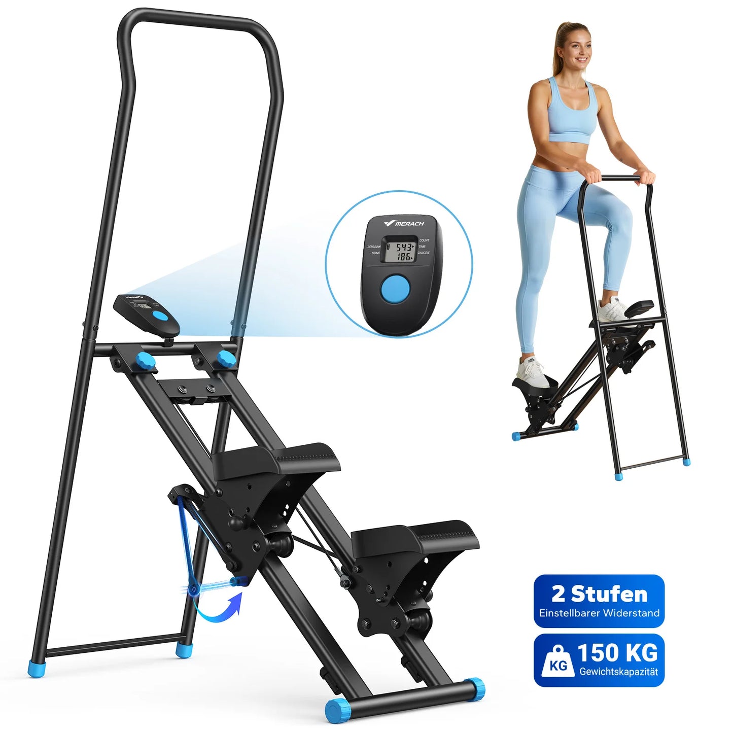 Vertical Stair Stepper Machine – Compact Folding Climber with Adjustable Handlebars for Full-Body Cardio and Strength Training