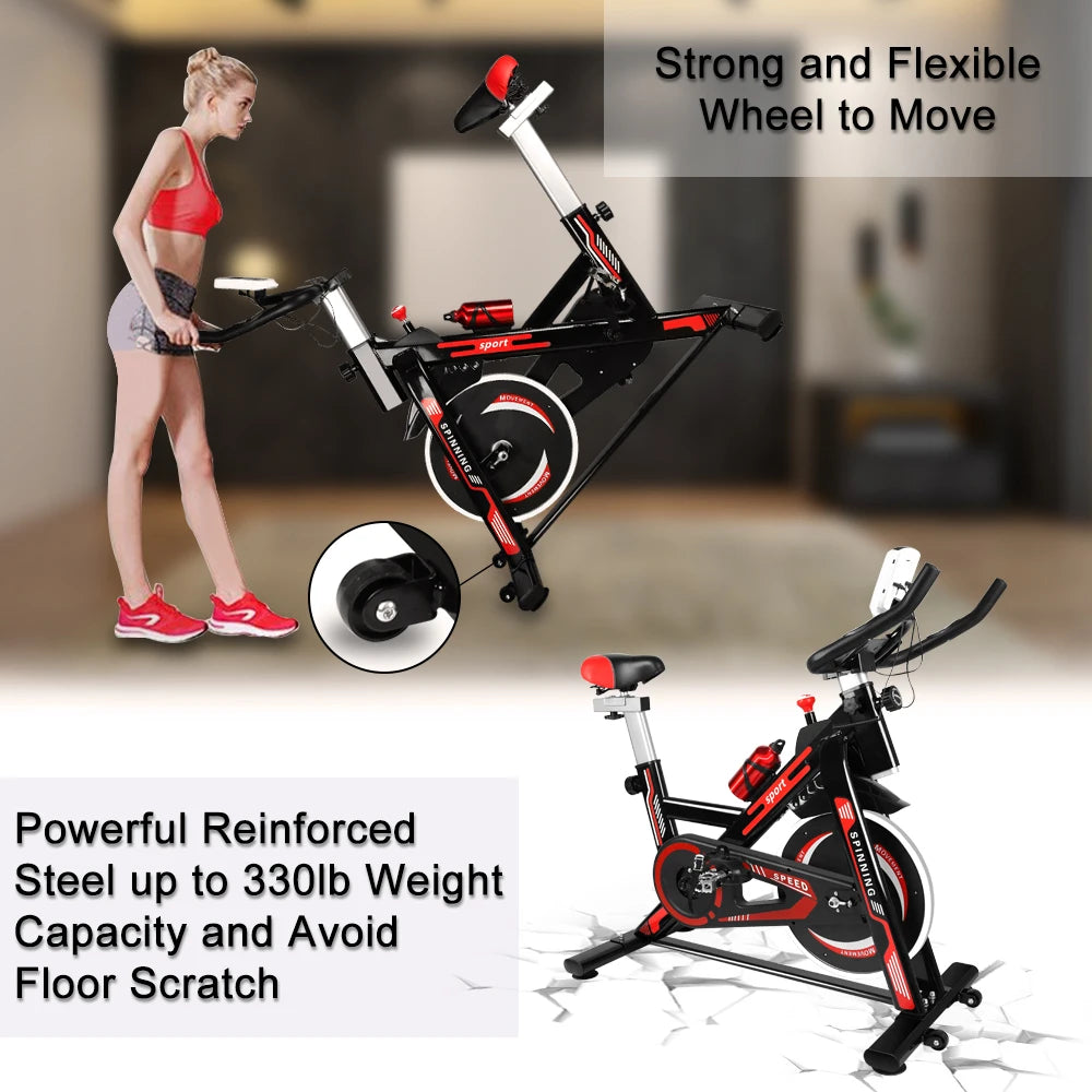 Stationary Exercise Bike – Adjustable Resistance Ergometer with LCD Display, Pulse Sensors, and 150kg Capacity