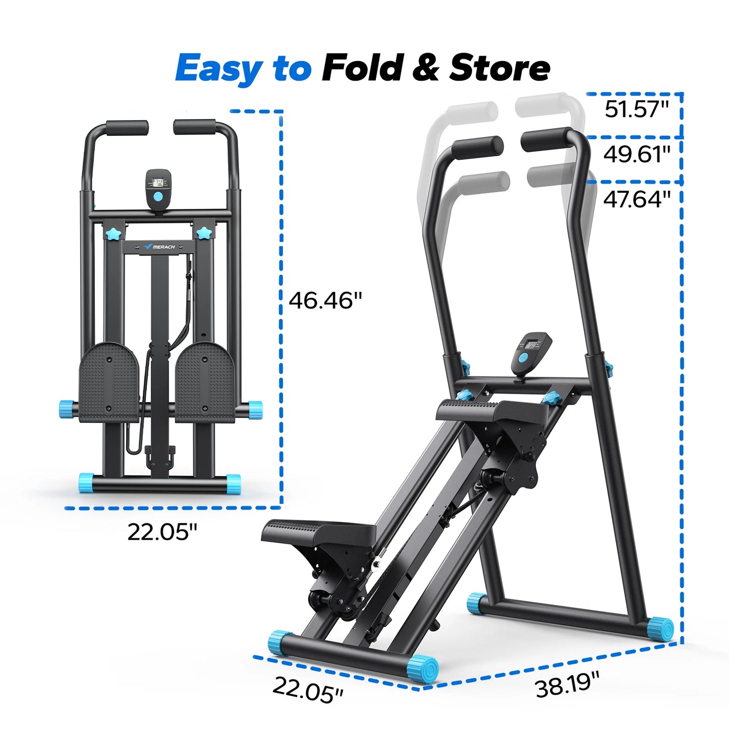 Stair Stepper Machine – Compact Folding Vertical Climber with Extended Step Range, Adjustable Resistance, and LCD Display