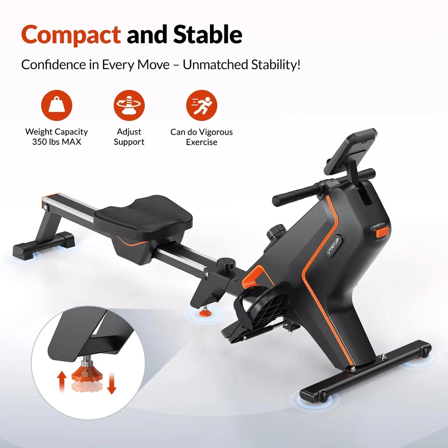 Magnetic Rowing Machine – UTRYUP R05/R10 with 16 Resistance Levels, Bluetooth App, and Quiet Foldable Design