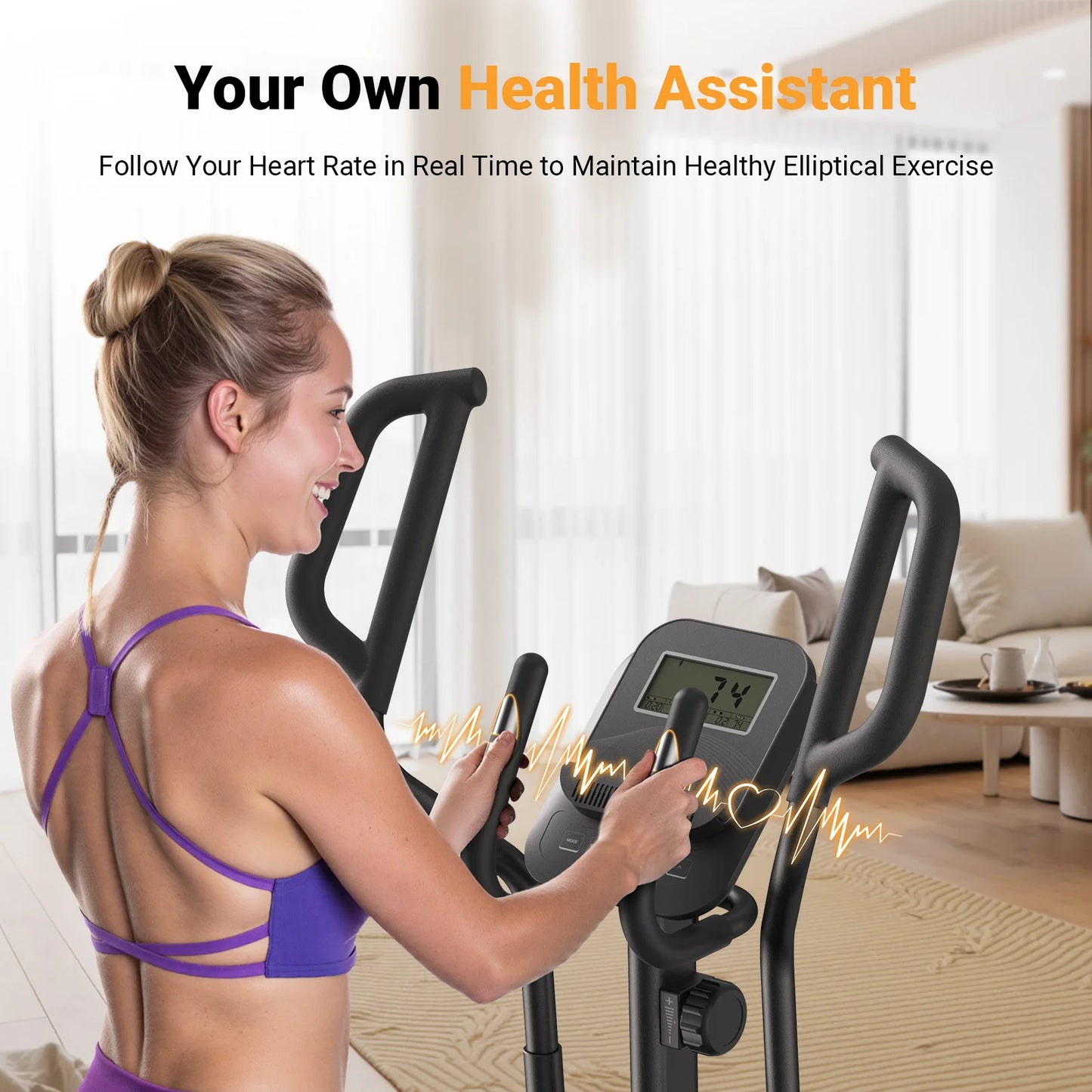 Elliptical Exercise Machine – 18.5" Stride, Quiet Magnetic Drive, 8 Resistance Levels