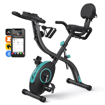 4-in-1 Foldable Exercise Bike – Upright & Recumbent Modes with 16 Resistance Levels, LCD Monitor, and Pulse Sensors