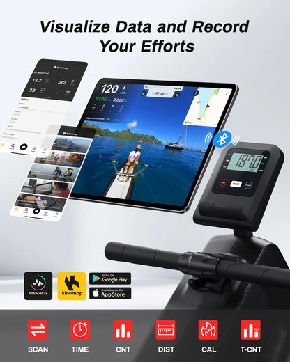 Magnetic Rowing Machine – UTRYUP R05/R10 with 16 Resistance Levels, Bluetooth App, and Quiet Foldable Design