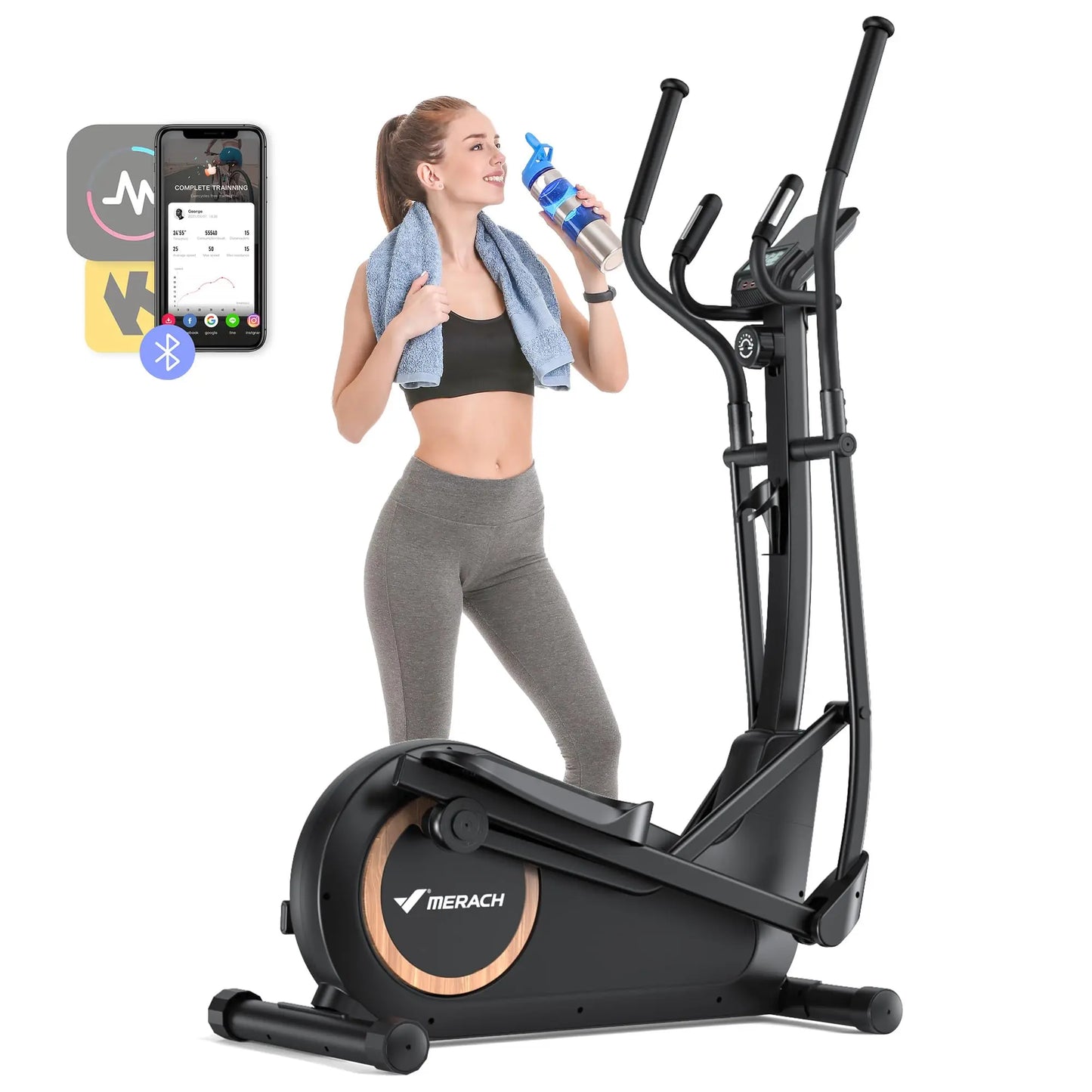 Elliptical Exercise Machine – 18.5" Stride, Quiet Magnetic Drive, 8 Resistance Levels