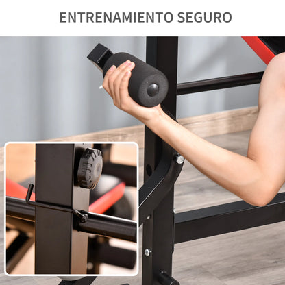 Adjustable Weight Bench with Bar Support – Full Body Strength Training Bench, Multi-Position Backrest, Leg Curl & Arm Trainer