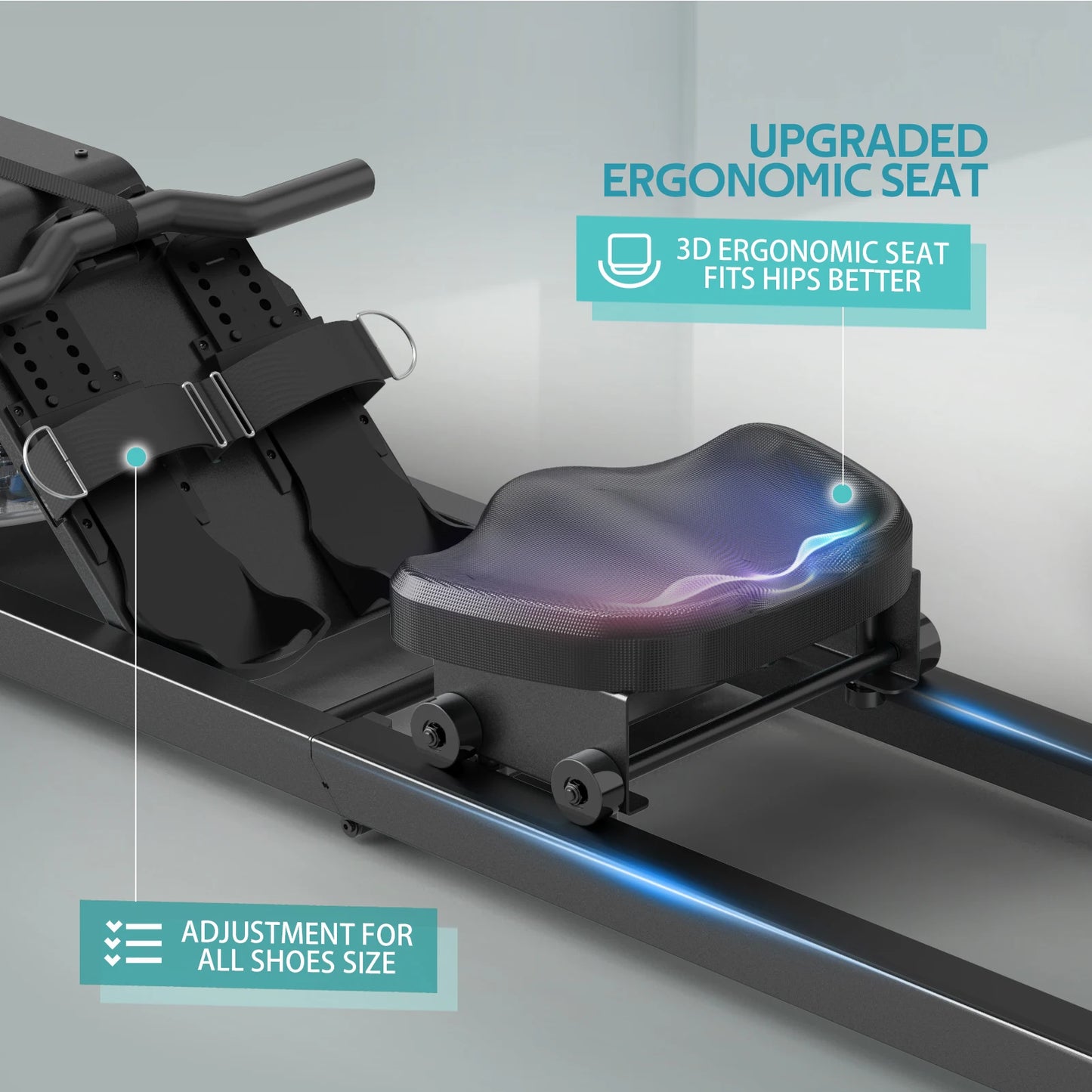 Water Rowing Machine for Home – Foldable Rower with Bluetooth Monitor, 6-Level Adjustable Resistance & Tablet Holder (160kg Capacity)