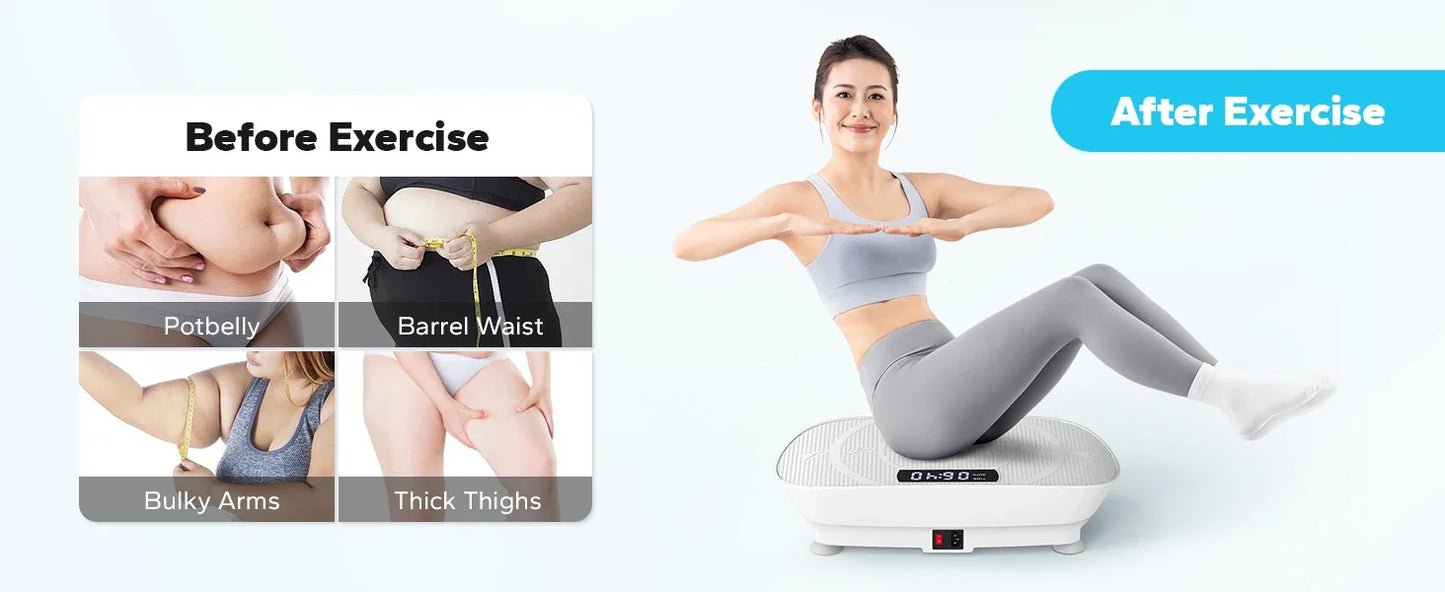 Whole Body Vibration Plate – Power Fitness Platform with Remote, 10 Speed Levels & Resistance Bands