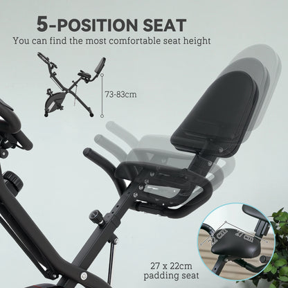 Folding Exercise Bike – Sportnow Compact Magnetic Bike with 8 Resistance Levels and LCD Monitor