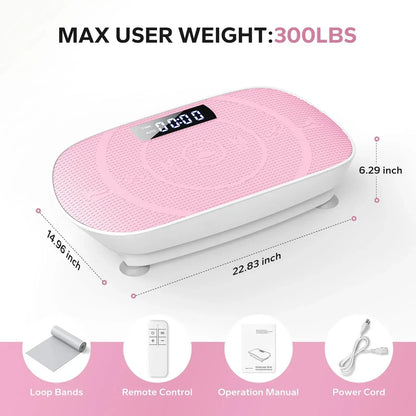 Whole Body Vibration Plate – Power Fitness Platform with Remote, 10 Speed Levels & Resistance Bands