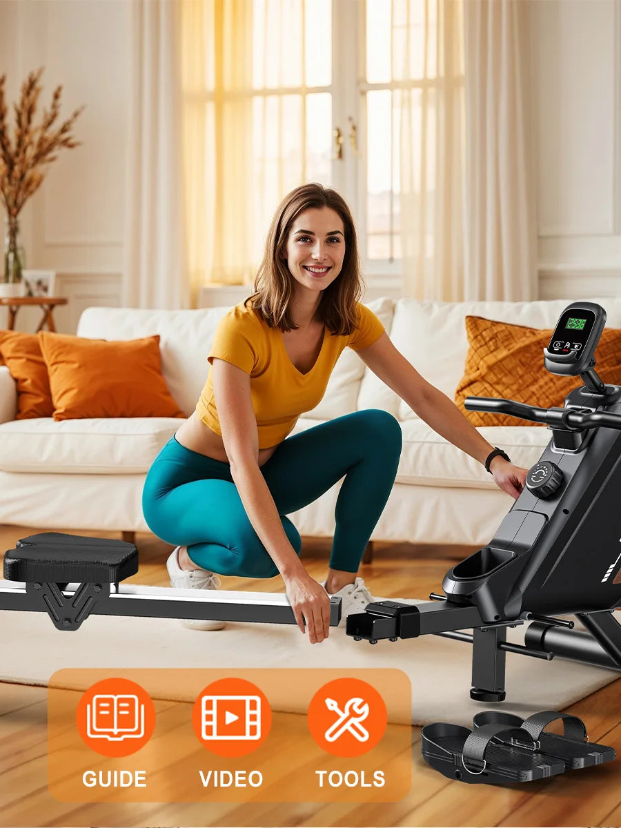 Magnetic Rowing Machine – Foldable RM3 Rower with 16 Resistance Levels, Bluetooth, and 150kg Capacity