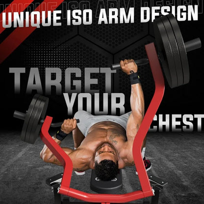 Chest Press Machine with Adjustable Bench – 450lb Capacity, Independent Arms, Space-Saving Design