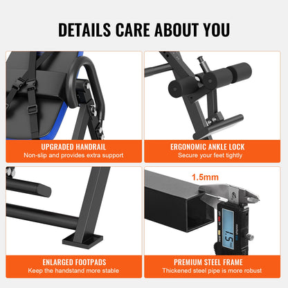 Inversion Table – Heavy-Duty Back Stretcher with Adjustable Height, Safety Straps, and Foldable Design