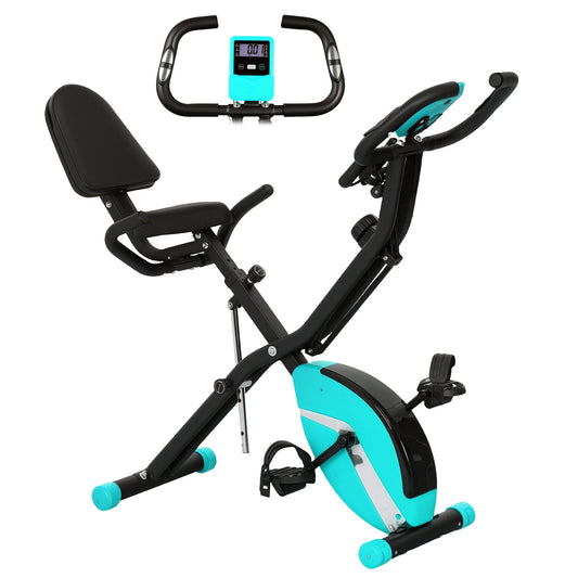 Folding Exercise Bike – Sportnow Compact Magnetic Bike with 8 Resistance Levels and LCD Monitor