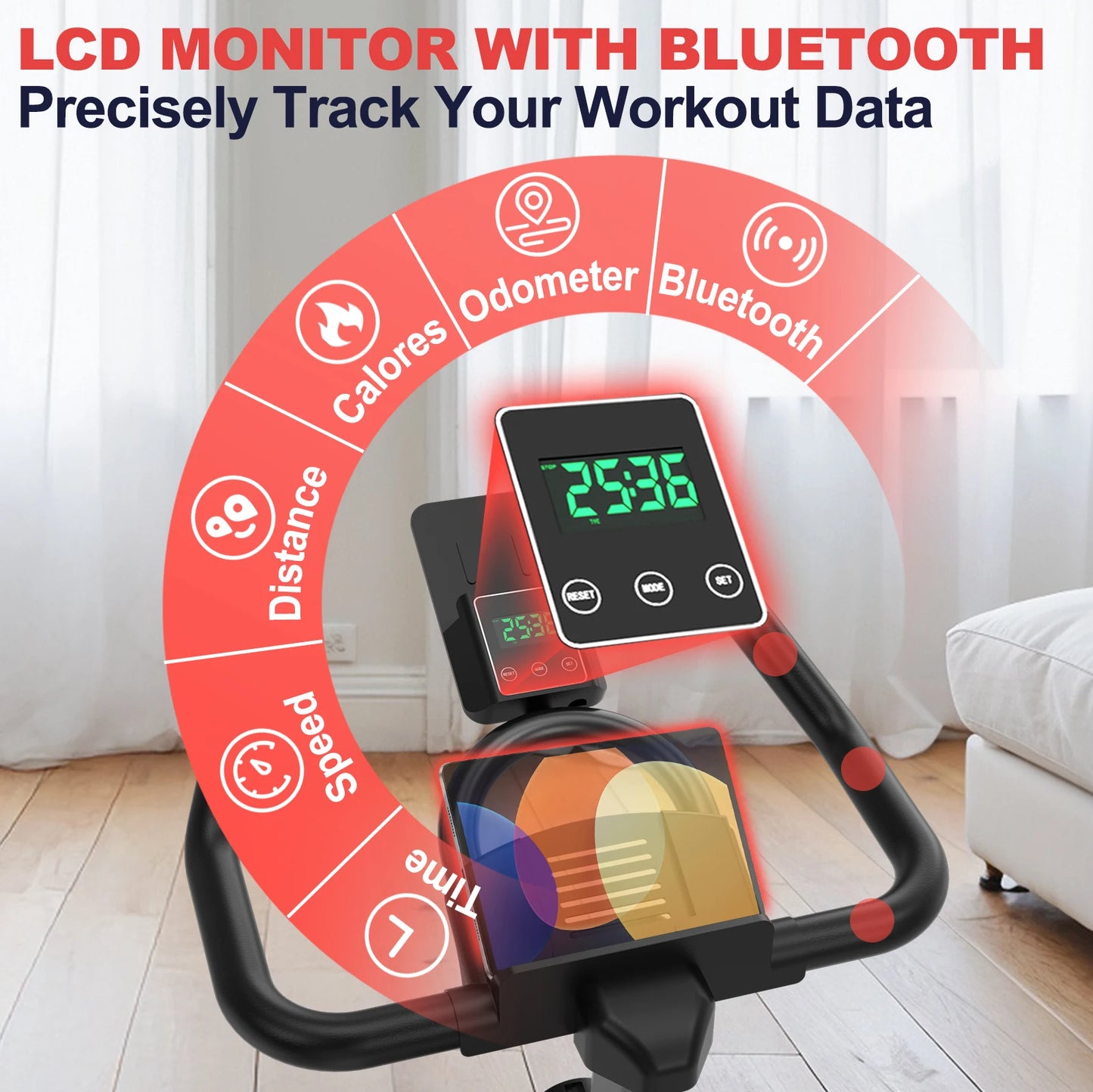 Magnetic Exercise Bike – Quiet Indoor Cycling with Bluetooth, LCD Display, and Adjustable Resistance (350 lbs Capacity)