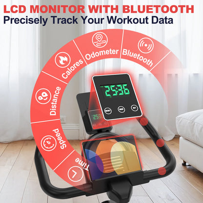 Magnetic Exercise Bike – Quiet Indoor Cycling with Bluetooth, LCD Display, and Adjustable Resistance (350 lbs Capacity)