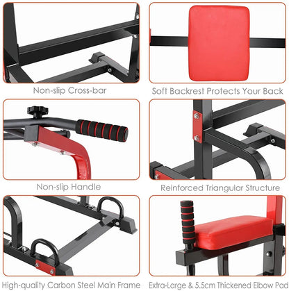 Power Tower Pull-Up Bar Station – Adjustable Dip Station & Multi-Function Strength Training Equipment (440 lbs Capacity)