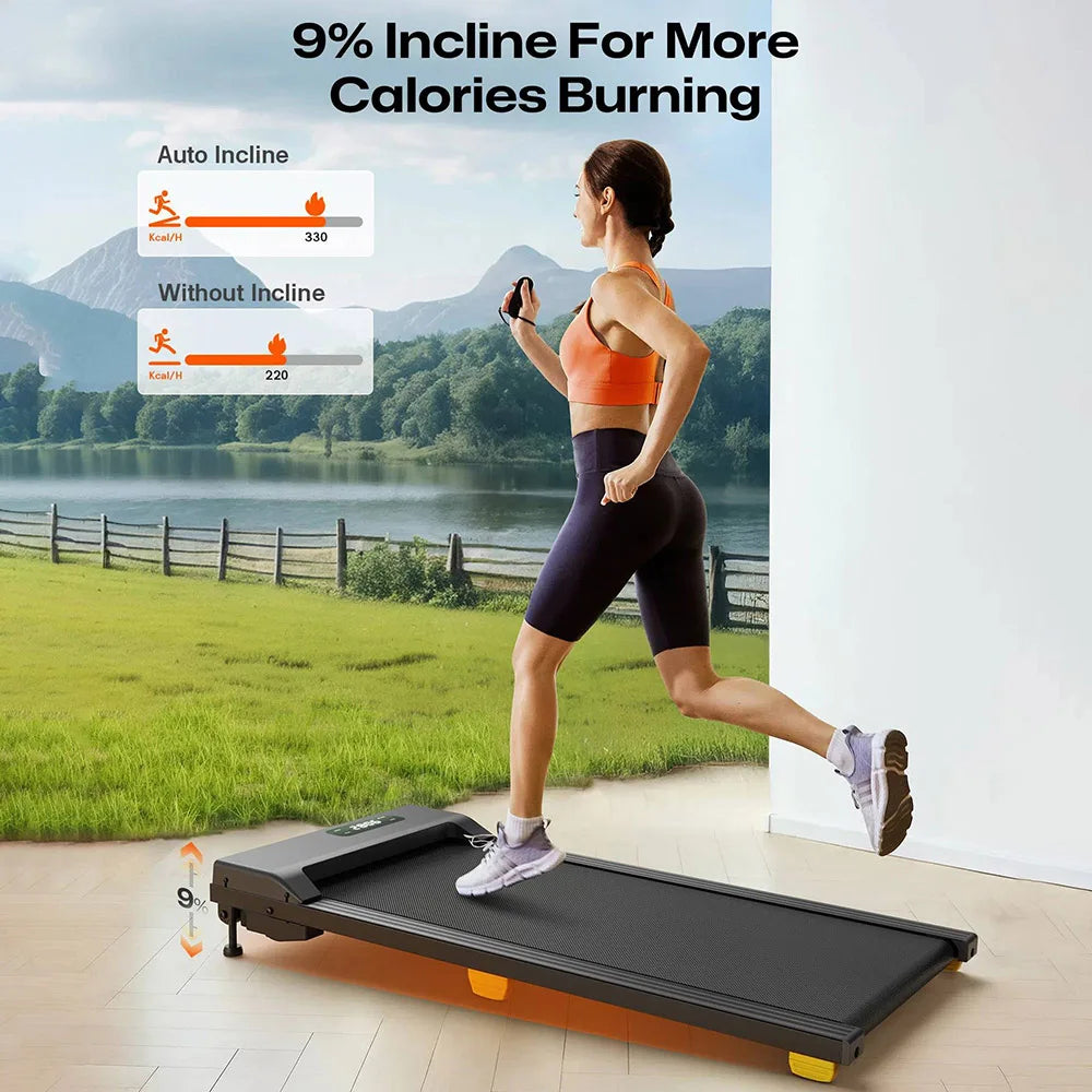 Walking Pad Treadmill – Compact Under-Desk Treadmill with 9% Incline, LED Display & Remote Control
