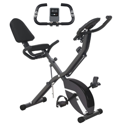 Folding Exercise Bike – Sportnow Compact Magnetic Bike with 8 Resistance Levels and LCD Monitor