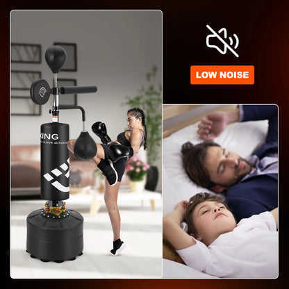 5-in-1 Punching Bag with Stand – Freestanding Boxing Trainer with Speed Balls, Reflex Bar, Target Pad, and Adjustable Height
